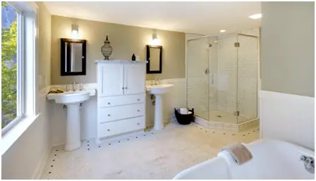 Bathroom pedestal sinks glass shower