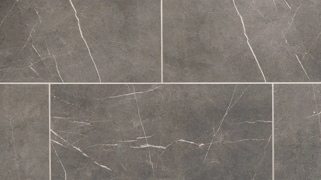 A porcelain tile floor is durable but looks like marble.