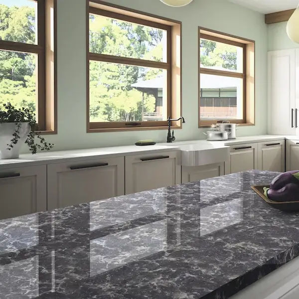 Ocean Storm Quartz Kitchen