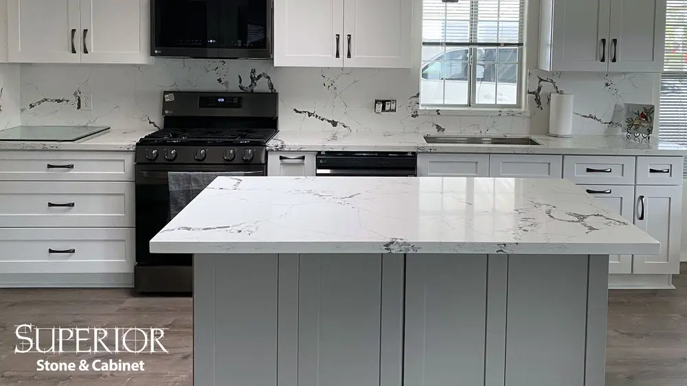 Bianco Aura quartz countertop install