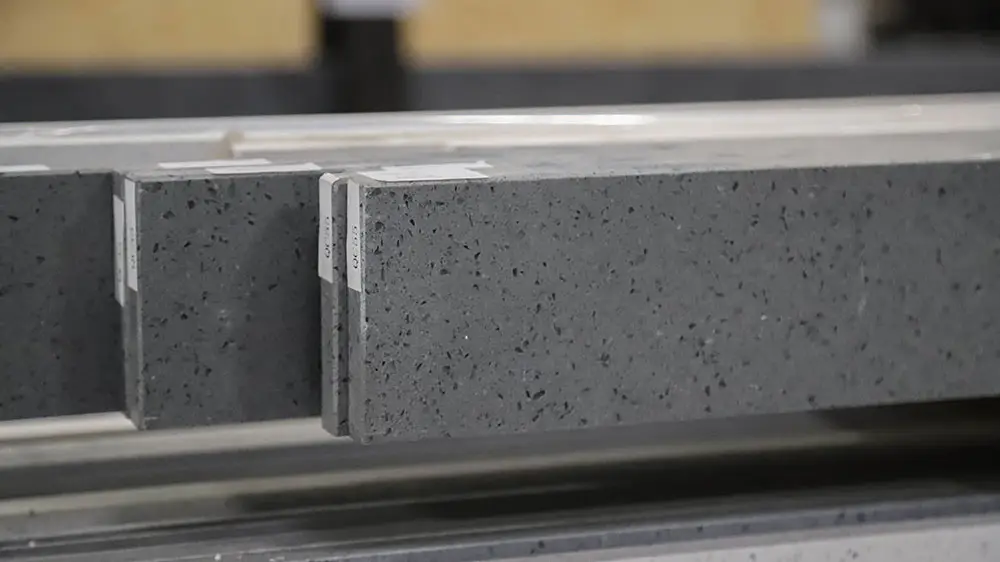 silver steel quartz countertop backslash