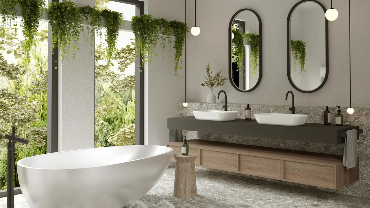 Luxury bathroom quartz materials