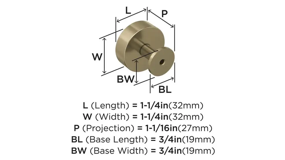 Amerock Radius Knob dimensions