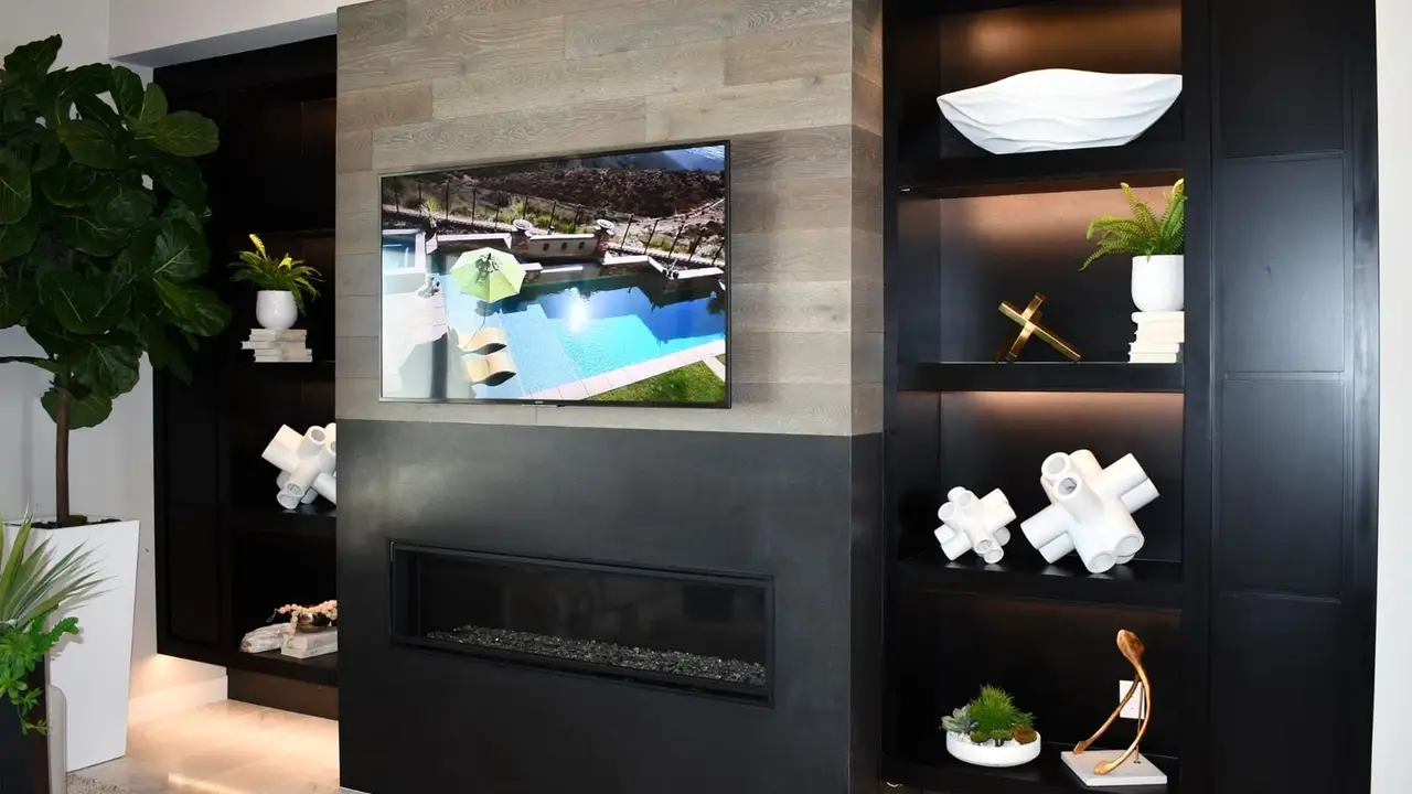 Transitional fireplace display OakCraft