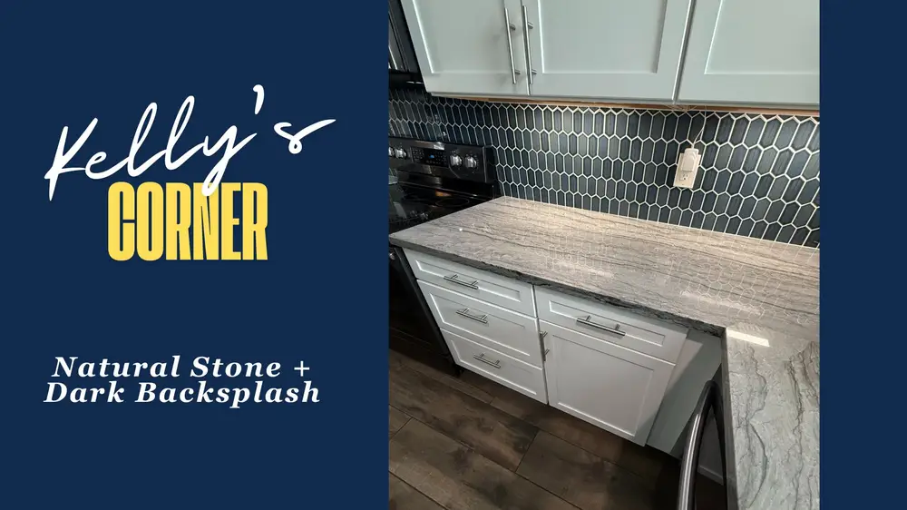 Kelly’s Corner Natural Stone + Dark Backsplash