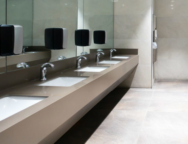 Quartz countertops are a great choice for commercial bathrooms in the Phoenix area.