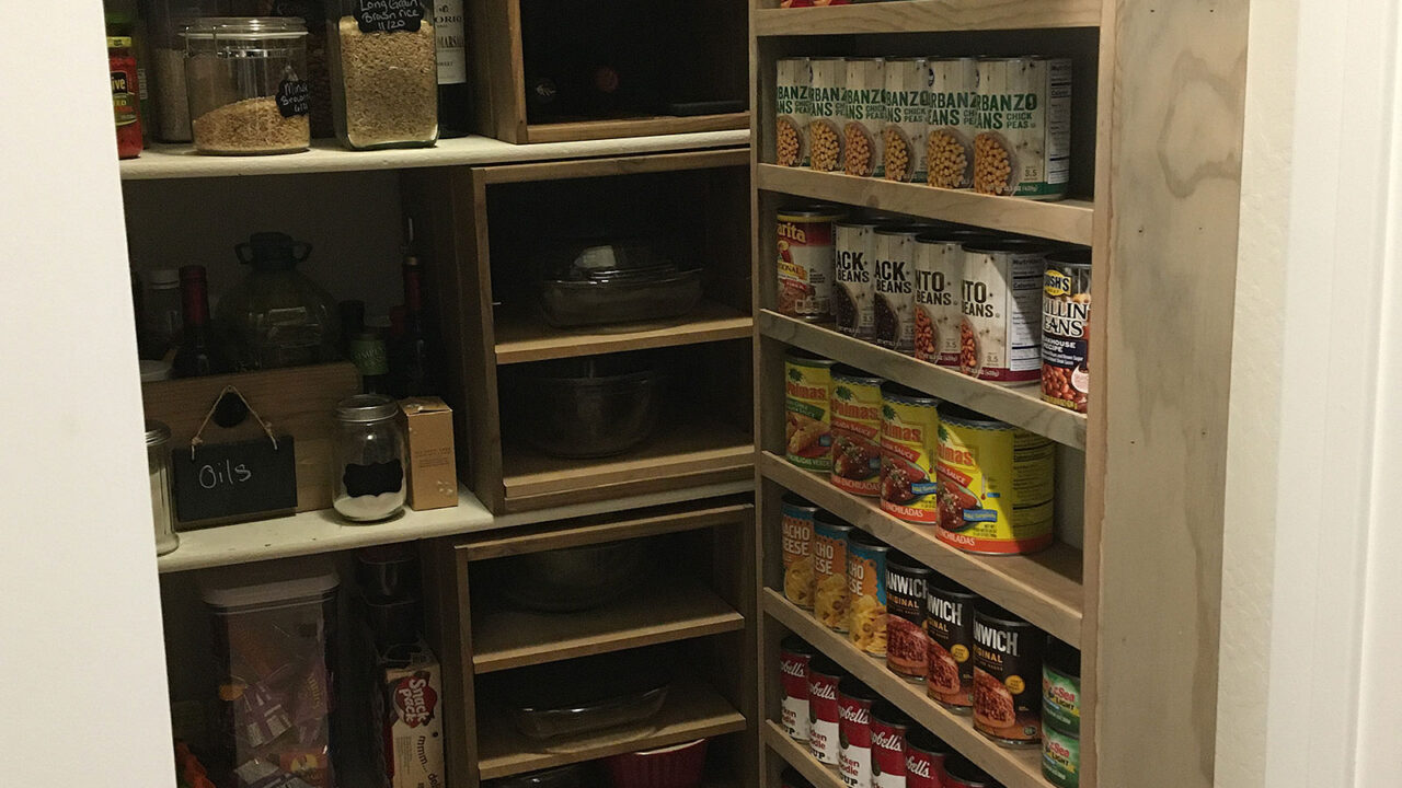 Pantry organization for small spaces.